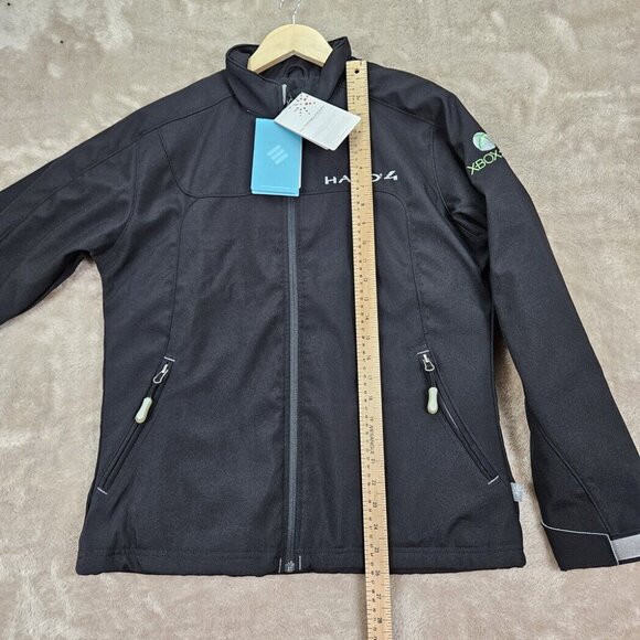 NWT 2012 Halo 4 XBOX 360 Promo Spell Out Full Zip Jacket Black Pockets Women's M - Picture 4 of 10